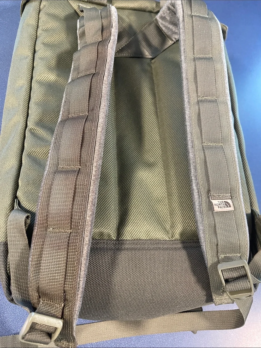 The North Face Olive Green Top Loader Backpack with Yellow Accents
